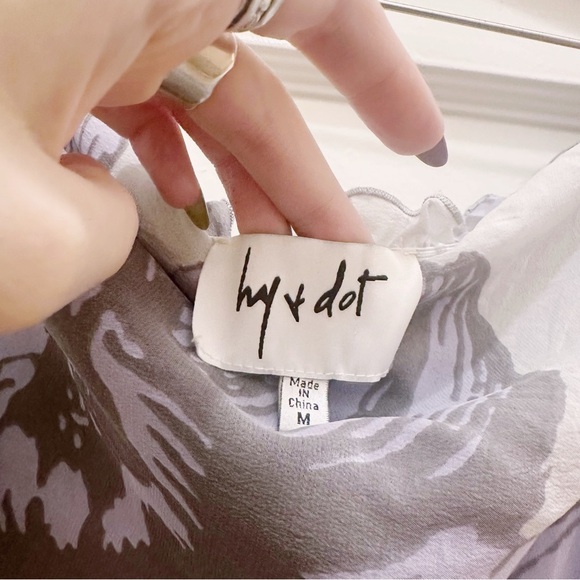 Hy + Dot Silk Feather Printed Maxi Dress - Picture 2 of 5